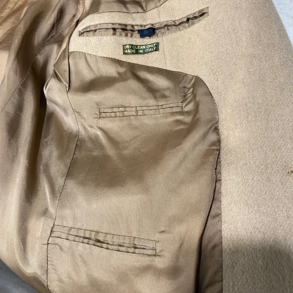 VTG Mens Tan Wool Blend Blazer Jacket Made in Italy Size 38R‎
